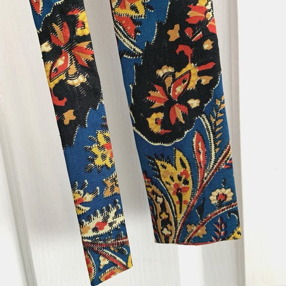 Rooster Other - Vintage Rooster Square End Hand Made Silk Neck Tie Blue Paisley Floral 2x53in
